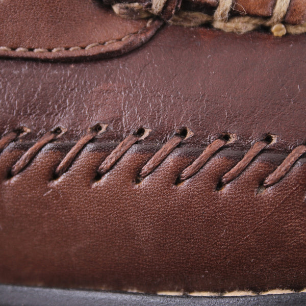 HS Trask Shoes Vibram Gum Lite Sz 9.5 Brown Slip On Moc Toe Leather Loafer Shoes