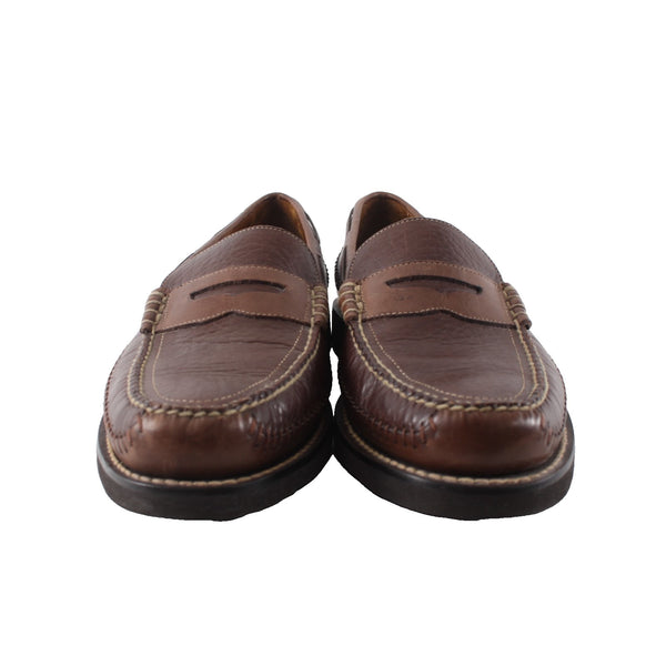 HS Trask Shoes Vibram Gum Lite Sz 9.5 Brown Slip On Moc Toe Leather Loafer Shoes