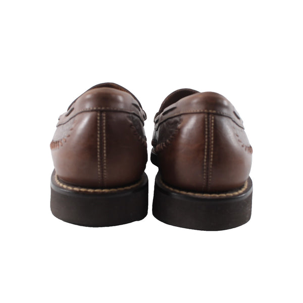 HS Trask Shoes Vibram Gum Lite Sz 9.5 Brown Slip On Moc Toe Leather Loafer Shoes
