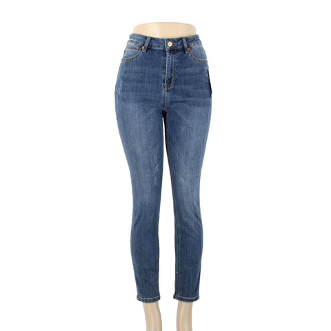 Karen Kane NEW $99 Sz 6 x 27.5 Conversation Barely Distressed Cotton Poly Jeans