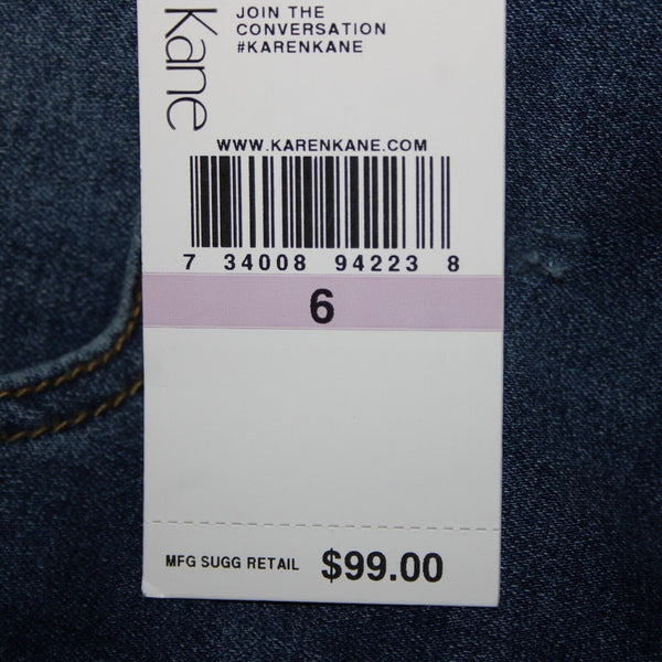 Karen Kane NEW $99 Sz 6 x 27.5 Conversation Barely Distressed Cotton Poly Jeans