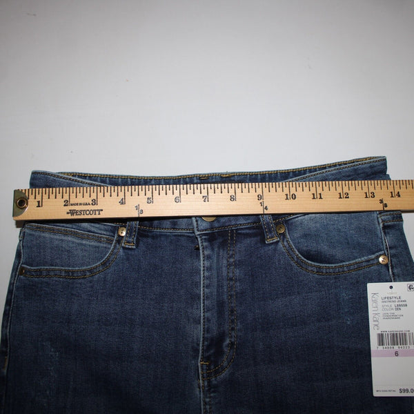 Karen Kane NEW $99 Sz 6 x 27.5 Conversation Barely Distressed Cotton Poly Jeans