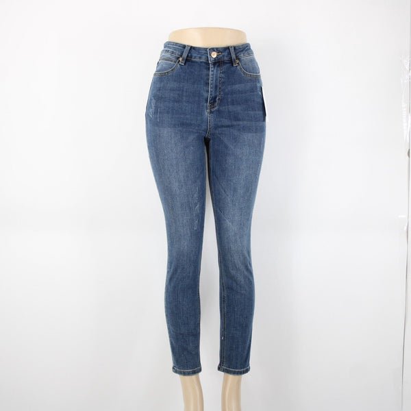 Karen Kane NEW $99 Sz 6 x 27.5 Conversation Barely Distressed Cotton Poly Jeans