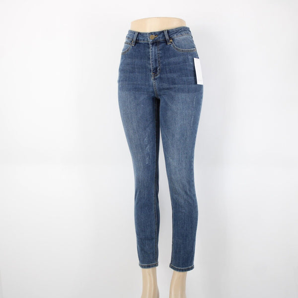 Karen Kane NEW $99 Sz 6 x 27.5 Conversation Barely Distressed Cotton Poly Jeans