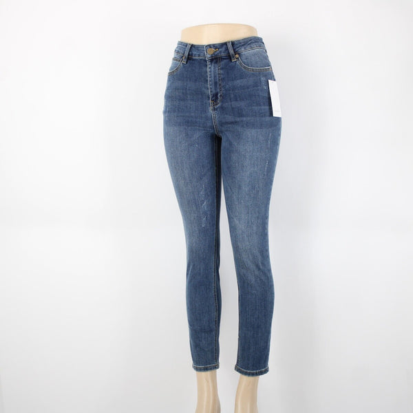Karen Kane NEW $99 Sz 6 x 27.5 Conversation Barely Distressed Cotton Poly Jeans