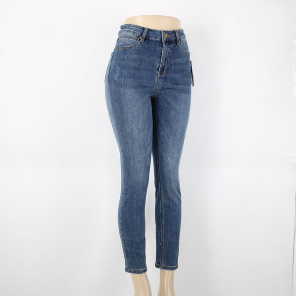 Karen Kane NEW $99 Sz 6 x 27.5 Conversation Barely Distressed Cotton Poly Jeans