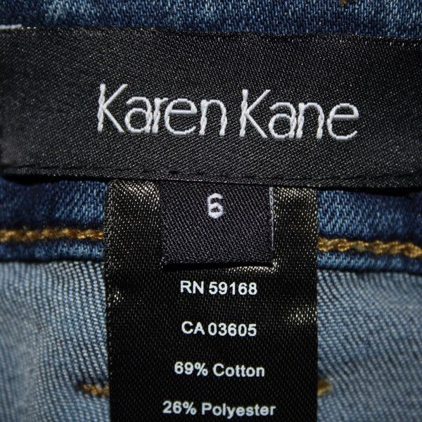 Karen Kane NEW $99 Sz 6 x 27.5 Conversation Barely Distressed Cotton Poly Jeans
