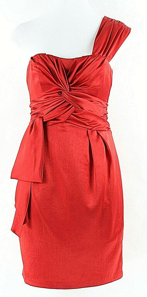 Nanette Lepore NEW $278 4 Red Satiny Ruch Triacetate Rayon Poly Blend Dress
