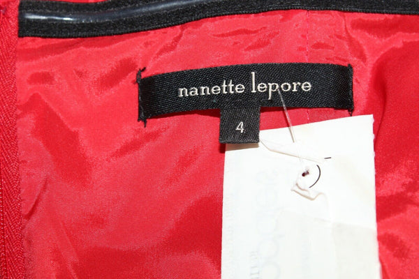 Nanette Lepore NEW $278 4 Red Satiny Ruch Triacetate Rayon Poly Blend Dress