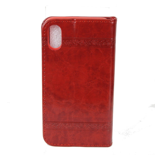 Iphone X NEW Red Heart Design Folding Wallet Inside Pockets IPHONE X Phone Case
