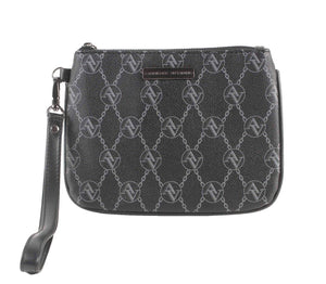 Adrienne Vittadini 8 X 6 Black Gray Logo Inner Pockets Wristlet Purse