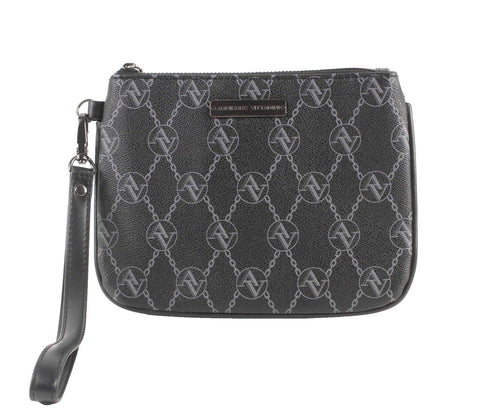 Adrienne Vittadini 8 X 6 Black Gray Logo Inner Pockets Wristlet Purse