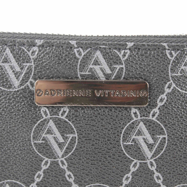 Adrienne Vittadini 8 X 6 Black Gray Logo Inner Pockets Wristlet Purse