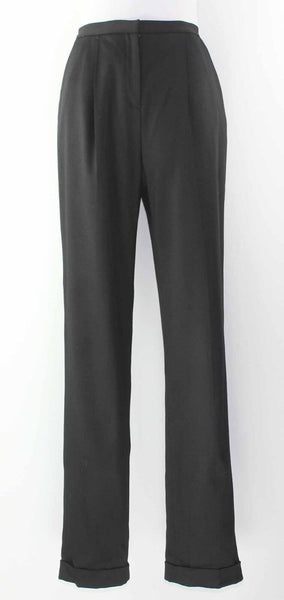Worth VTG Sz 8 x 33.5 Black Invert Pleat Pocket Lined Wool Blend Trouser Pant