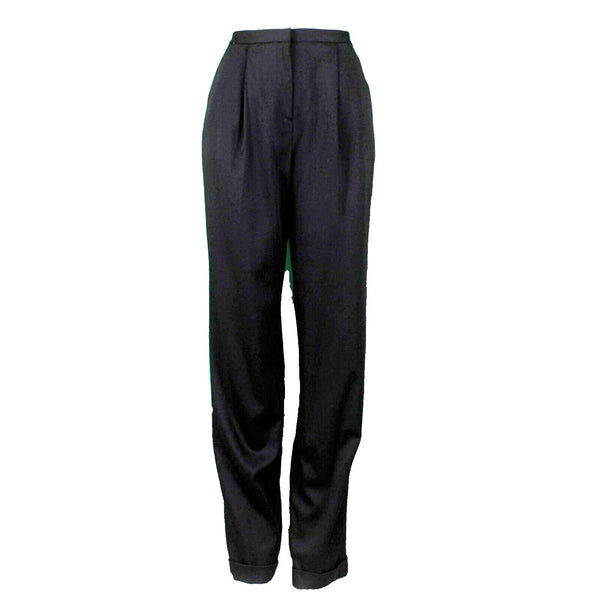 Worth VTG Sz 8 x 33.5 Black Invert Pleat Pocket Lined Wool Blend Trouser Pant