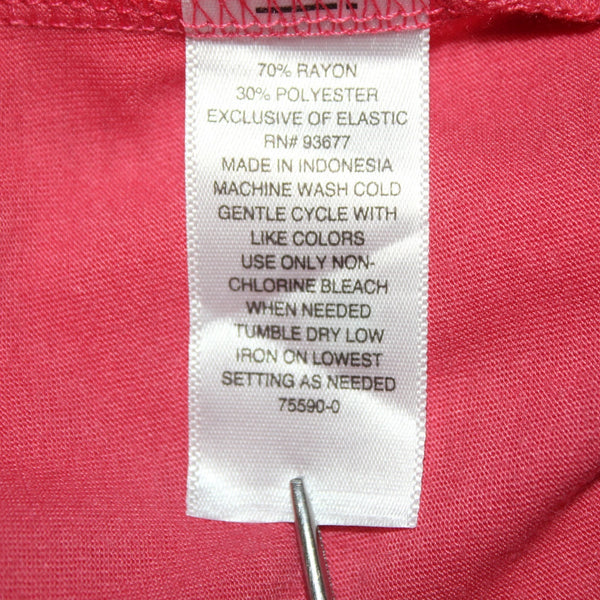 Ana Top NEW $32 Sz XL Pink Tunic Ruffle Unlined Short Sleeve Rayon Poly Top