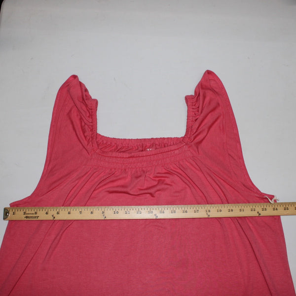Ana Top NEW $32 Sz XL Pink Tunic Ruffle Unlined Short Sleeve Rayon Poly Top