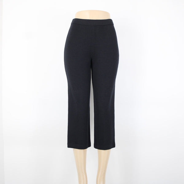 St John Knit Sz 2 x 25 Black Elastic Waist Santana Knit Capri AS IS Pants