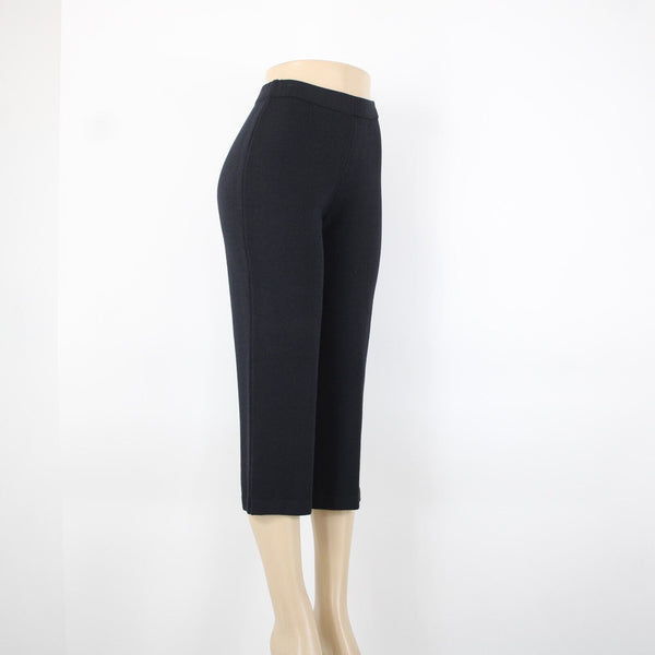 St John Knit Sz 2 x 25 Black Elastic Waist Santana Knit Capri AS IS Pants