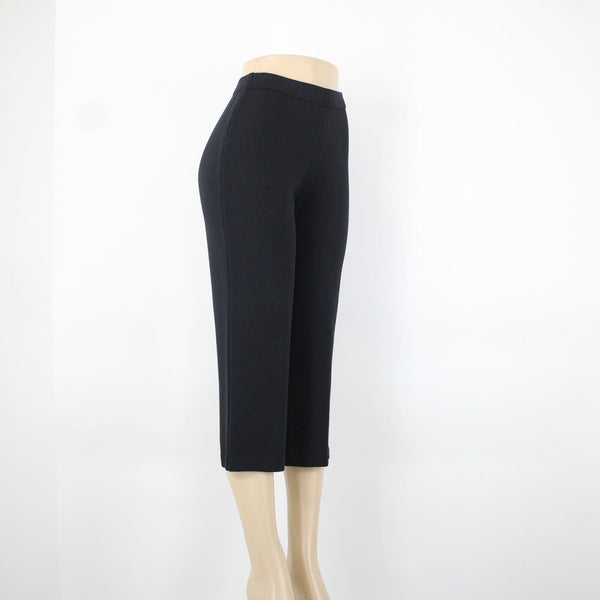St John Knit Sz 2 x 25 Black Elastic Waist Santana Knit Capri AS IS Pants