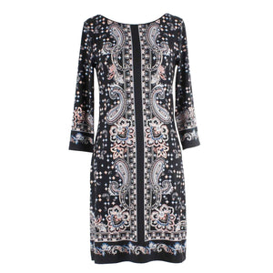 White House Black Market NEW $110 Sz XS Black Pink Multi Poly Blend Dress