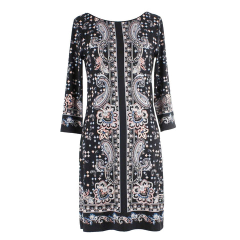 White House Black Market NEW $110 Sz XS Black Pink Multi Poly Blend Dress