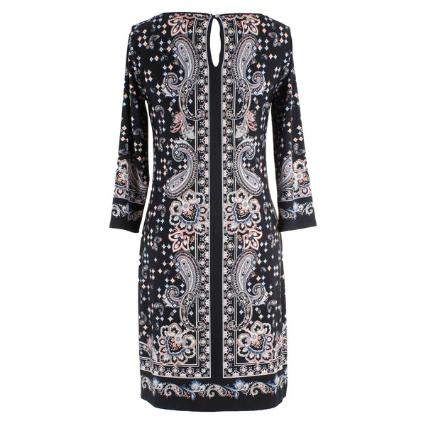 White House Black Market NEW $110 Sz XS Black Pink Multi Poly Blend Dress