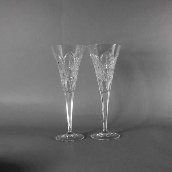 Waterford Champagne Glasses Set Of 2 Clear Cut Crystal 9" Champagne Glasses