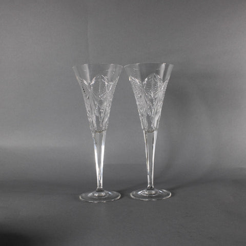 Waterford Champagne Glasses Set Of 2 Clear Cut Crystal 9" Champagne Glasses