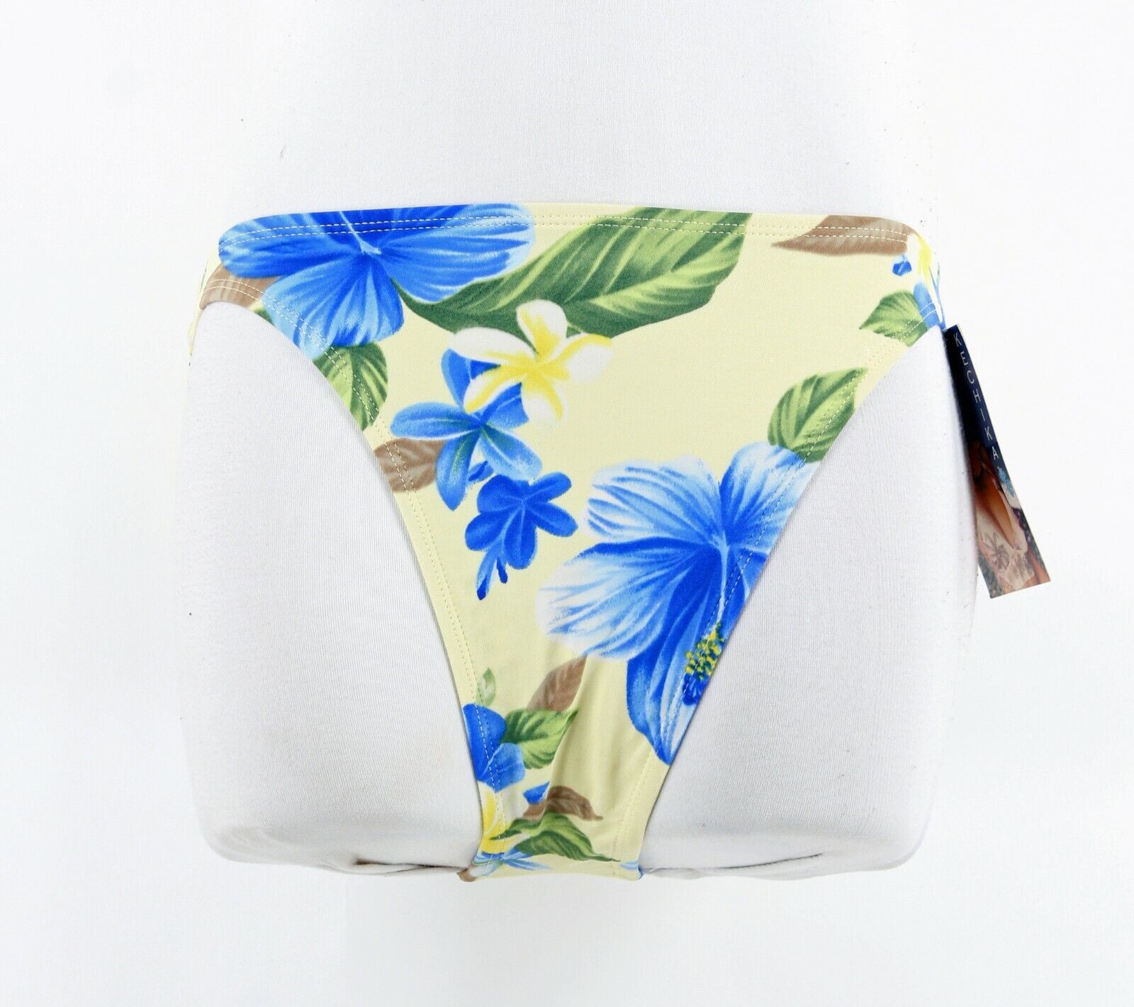 Kechika NEW Sz 8 Yellow Blue Green Tropical Nylon Spandex Bikini Bottom