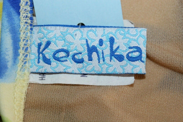 Kechika NEW Sz 8 Yellow Blue Green Tropical Nylon Spandex Bikini Bottom