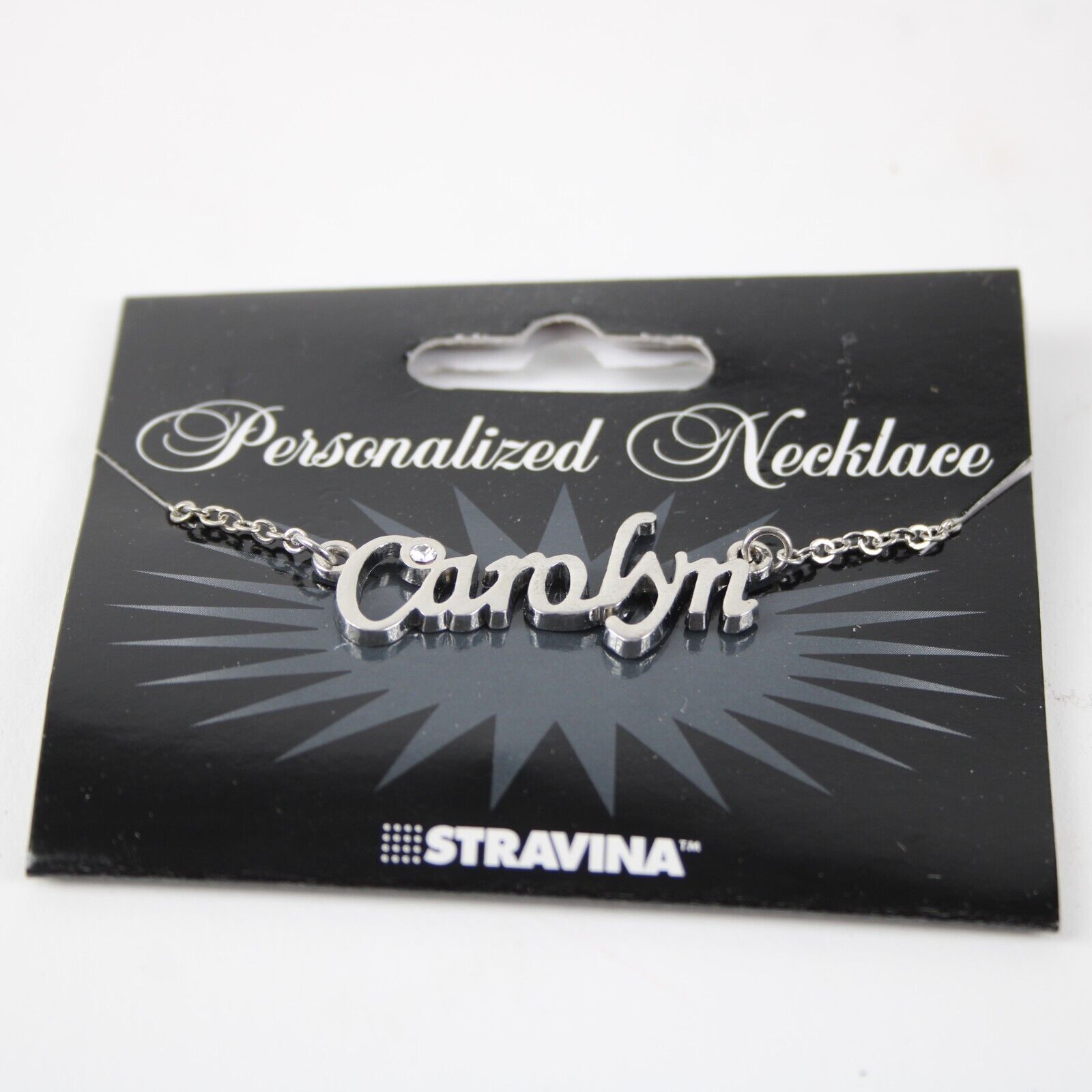 CAROLYN NEW Name Silvertone Rhinestone 14.5" w 4.5" Multi Ring Ext Necklace