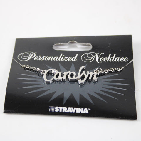 CAROLYN NEW Name Silvertone Rhinestone 14.5" w 4.5" Multi Ring Ext Necklace