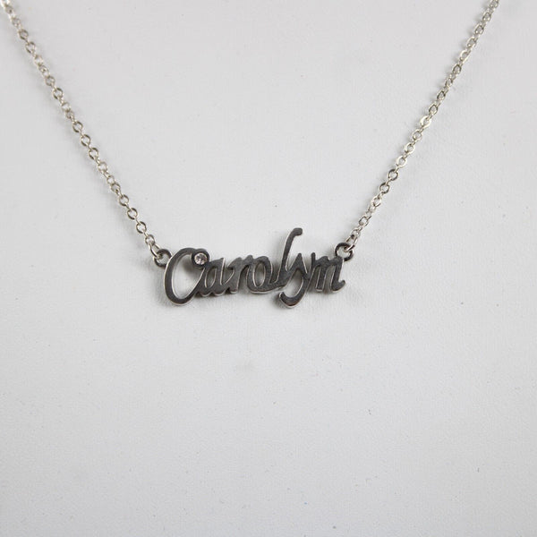 CAROLYN NEW Name Silvertone Rhinestone 14.5" w 4.5" Multi Ring Ext Necklace
