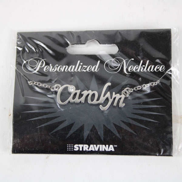 CAROLYN NEW Name Silvertone Rhinestone 14.5" w 4.5" Multi Ring Ext Necklace