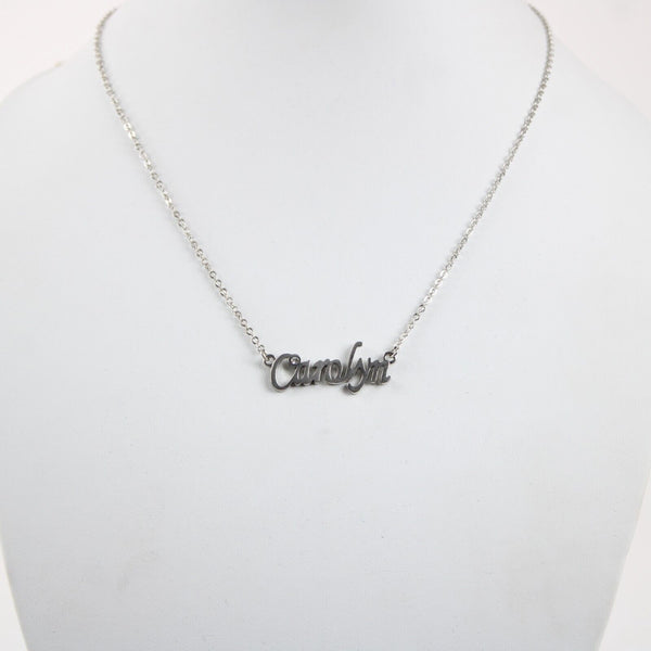 CAROLYN NEW Name Silvertone Rhinestone 14.5" w 4.5" Multi Ring Ext Necklace