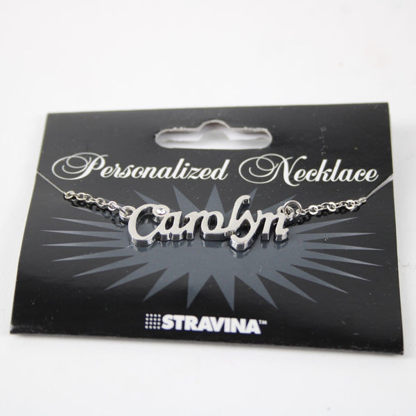 CAROLYN NEW Name Silvertone Rhinestone 14.5" w 4.5" Multi Ring Ext Necklace