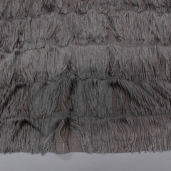 INC NEW Sz M Taupe Full Frontal Fringe Drop Shoulder Pullover Rayon Knit Top