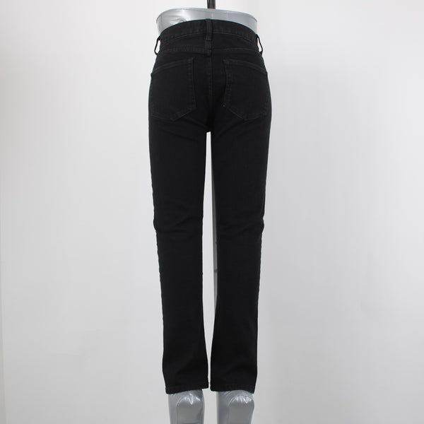 Everlane Sz 24 x 26 Black Straight Cotton Elastane Blend 10" Rise 5 Pocket Jeans