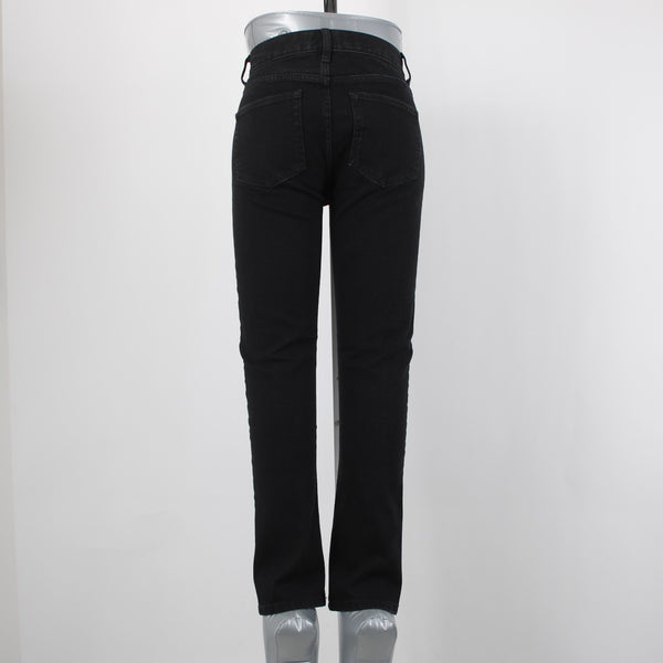 Everlane Sz 24 x 26 Black Straight Cotton Elastane Blend 10" Rise 5 Pocket Jeans