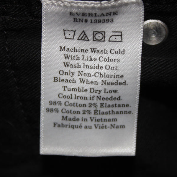 Everlane Sz 24 x 26 Black Straight Cotton Elastane Blend 10" Rise 5 Pocket Jeans