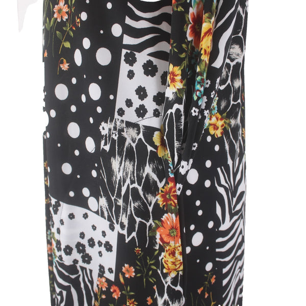 Renne Dress Attitudes NEW Sz SP Black White Multi Colored Floral Poly Spandex