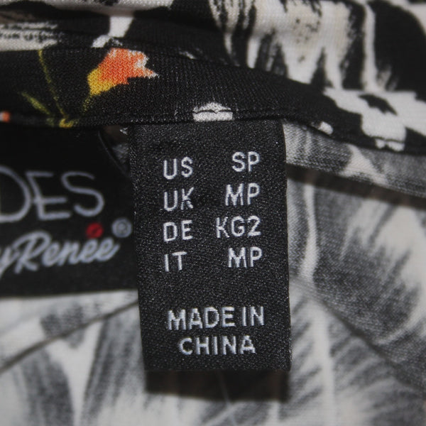 Renne Dress Attitudes NEW Sz SP Black White Multi Colored Floral Poly Spandex