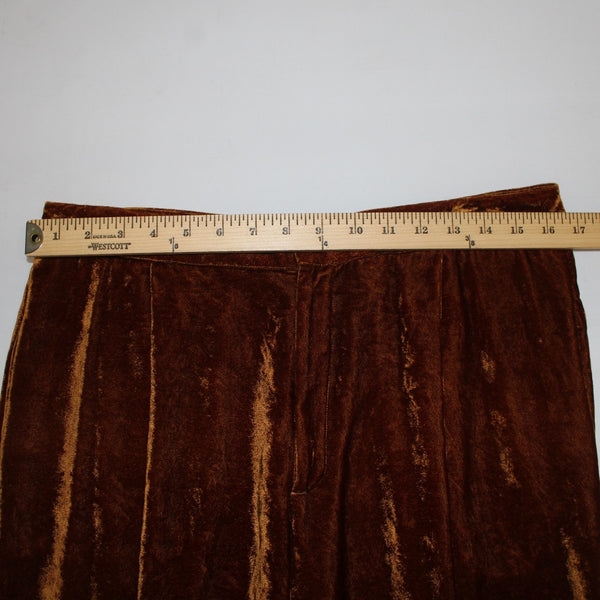 Soeur Sz 42 x Copper Brown Viscose Nylon Crushed Velvet Palazzo Pocketed Pant