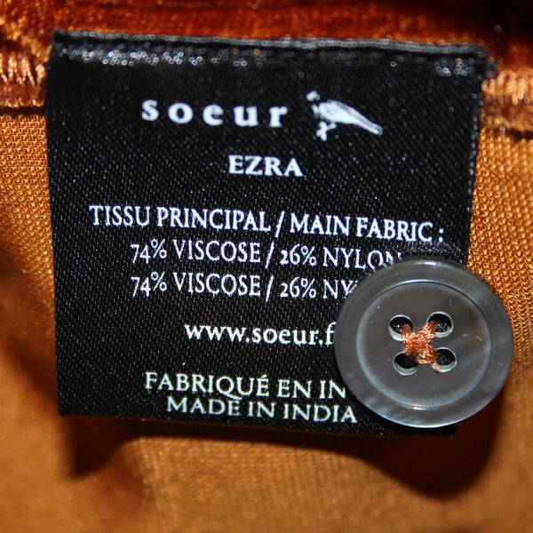 Soeur Sz 42 x Copper Brown Viscose Nylon Crushed Velvet Palazzo Pocketed Pant
