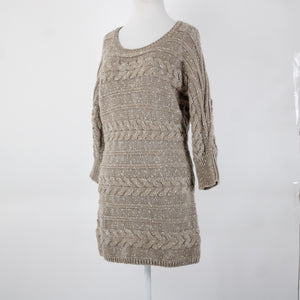 INC NEW $90 Watercolor Sz XL Neutral Tan White Acrylic Polyester Knit Sweater