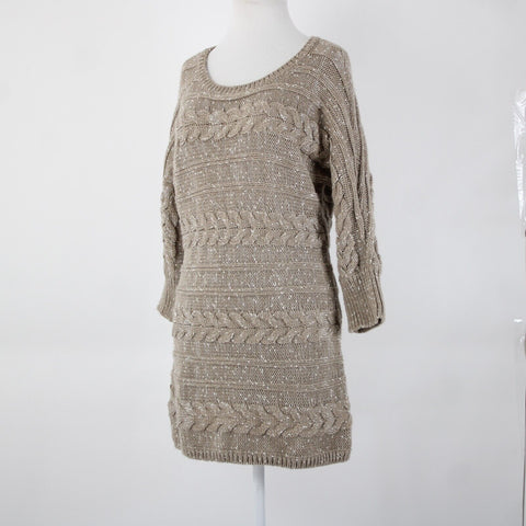 INC NEW $90 Watercolor Sz XL Neutral Tan White Acrylic Polyester Knit Sweater