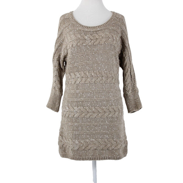 INC NEW $90 Watercolor Sz XL Neutral Tan White Acrylic Polyester Knit Sweater