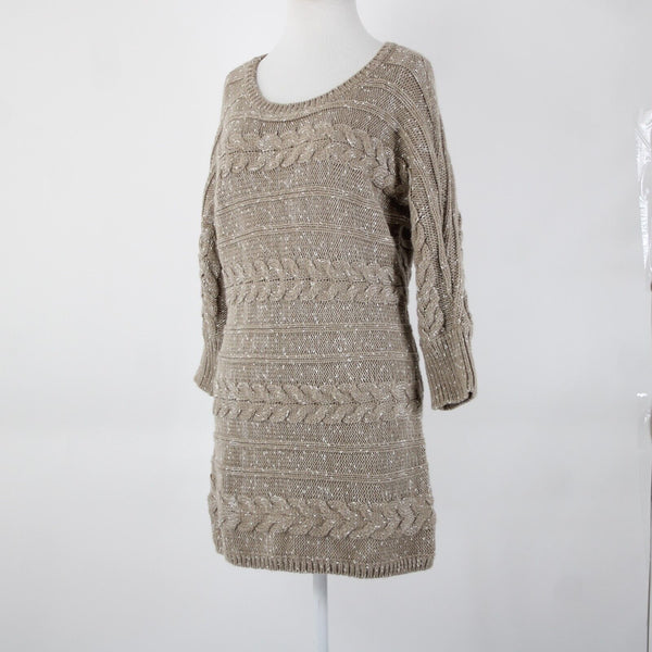 INC NEW $90 Watercolor Sz XL Neutral Tan White Acrylic Polyester Knit Sweater