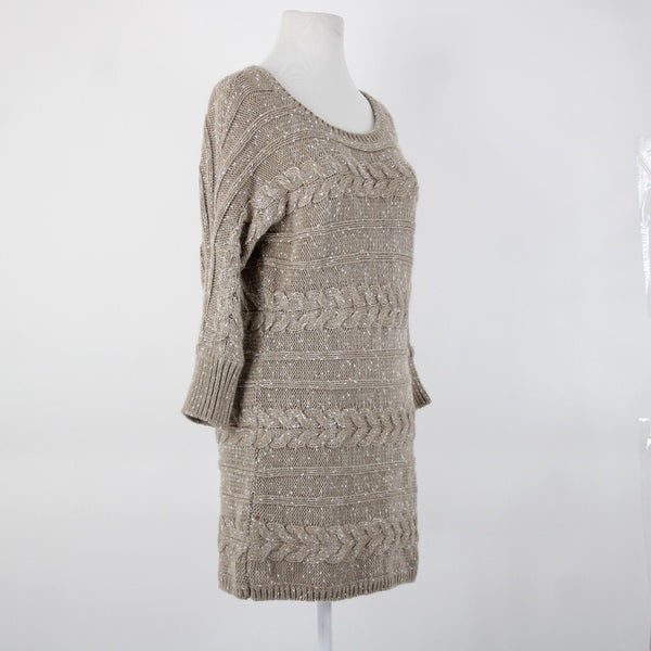 INC NEW $90 Watercolor Sz XL Neutral Tan White Acrylic Polyester Knit Sweater